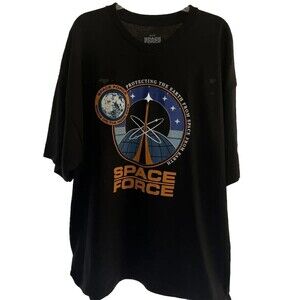 3XL Netflix Space Force Black Graphic T-shirt Crew Neck Short Sleeve 100% Cotton